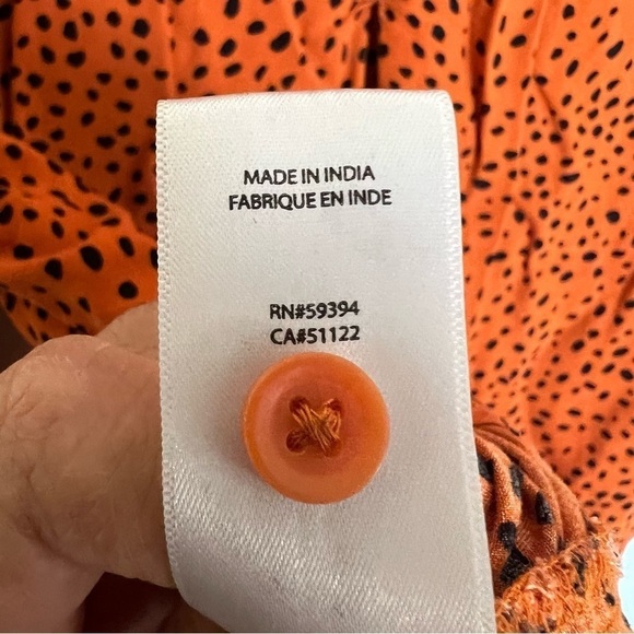 BeachLunchLounge blouse women's Large button up shirt top spotted orange spots - Picture 11 of 11
